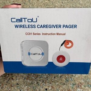 Wireless Caregiver Pager - White with Orange Call Button